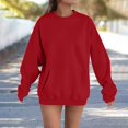 thumbnail image 2 of Crewneck Sweatshirts Women Casual Lightweight Fall Fashion Pullover Tops Oversized y2k Clothes Wine S, 2 of 9