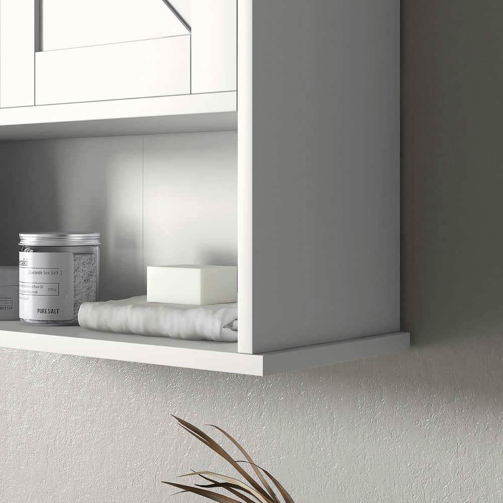 Spaco Farmhouse Medicine Cabinet, Bathroom Cabinet with Barn Doors and Adjustable Shelf, Wall Cabinet for Indoor as Living Room, Bedroom, Bathroom, Entryway, White