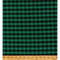 Cotton Buffalo Plaid 1/2 Inch Green Black Checkered Striped Cotton Fabric Print by the Yard (112260)