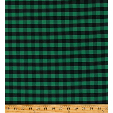 Cotton Buffalo Plaid 1/2 Inch Green Black Checkered Striped Cotton Fabric Print by the Yard (112260)