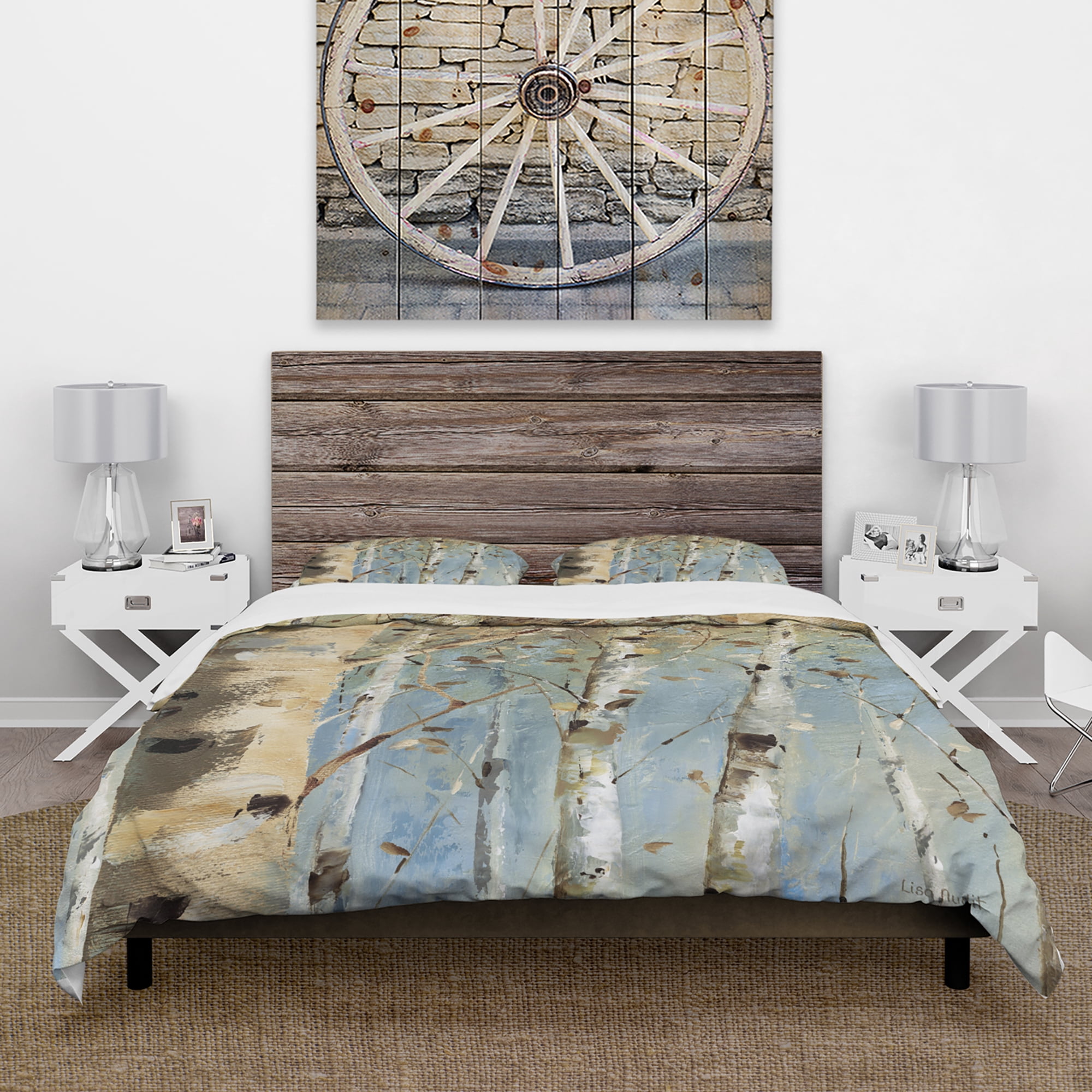 Designart 'White Birch Forest I' Farmhouse Duvet Cover Set