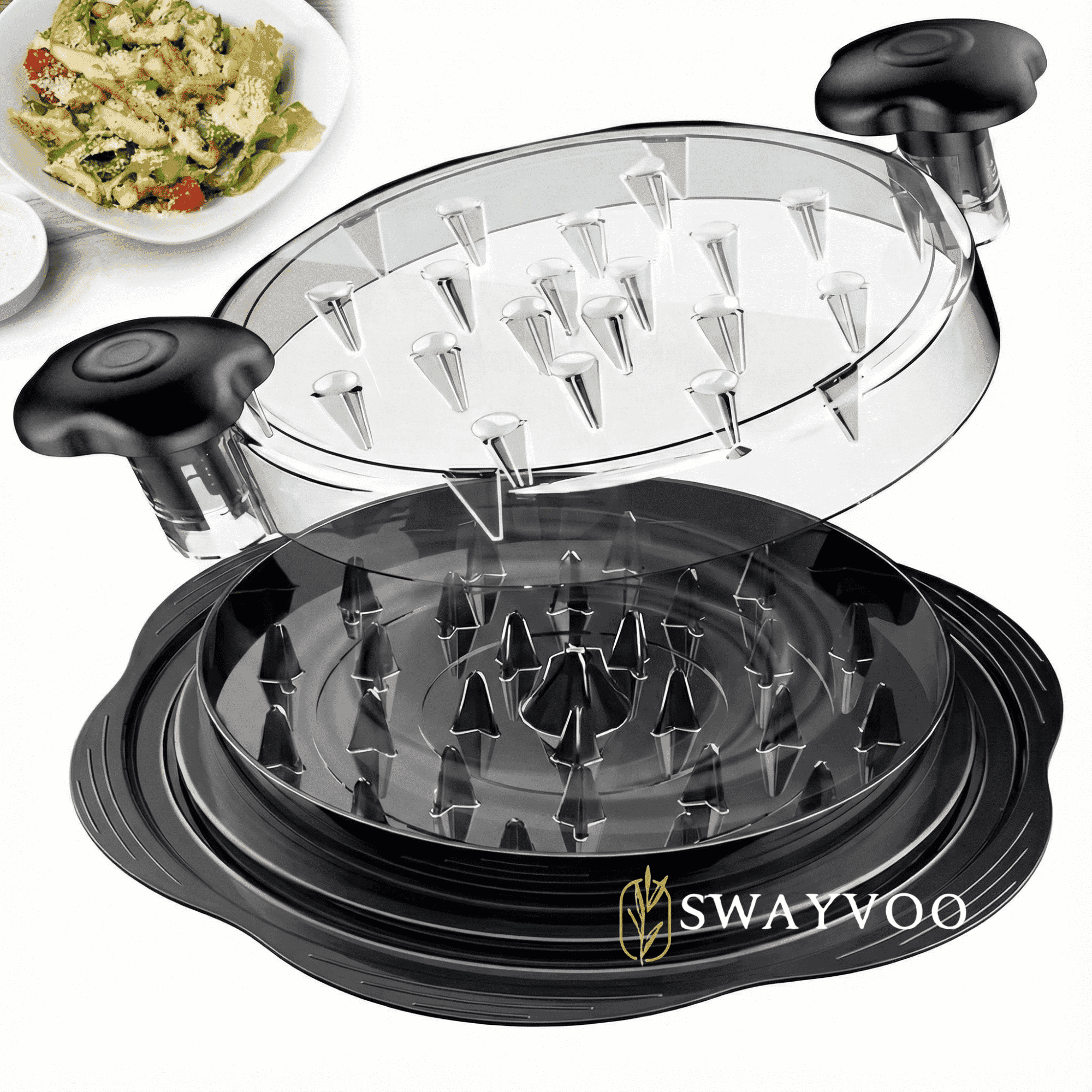 Swayvoo Chicken Shredder, 10.8" Visible Meat Shredder Tool Twist, Dishwasher Safe, BPA-Free, Anti-Slip, Ergonomic Handle, Chicken Breast, Pork, Beef, Black