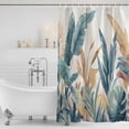 thumbnail image 4 of Green Yellow Tropical Leaves Waterproof Fabric Shower Curtain,Vintage Botanical Summer Waterproof Fabric Shower Curtain for Bathroom Curtains Bathtubs Shower Curtains with 12 Hooks Standard 72x72, 4 of 8