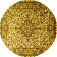thumbnail image 1 of Ahgly Company Machine Washable Indoor Round Medallion Yellow Traditional Area Rugs, 6' Round, 1 of 4