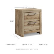 Signature Design by Ashley Hyanna 2-Drawer Nightstand – Modern Farmhouse Rustic Tan Brown Night Stand with USB Charging Ports