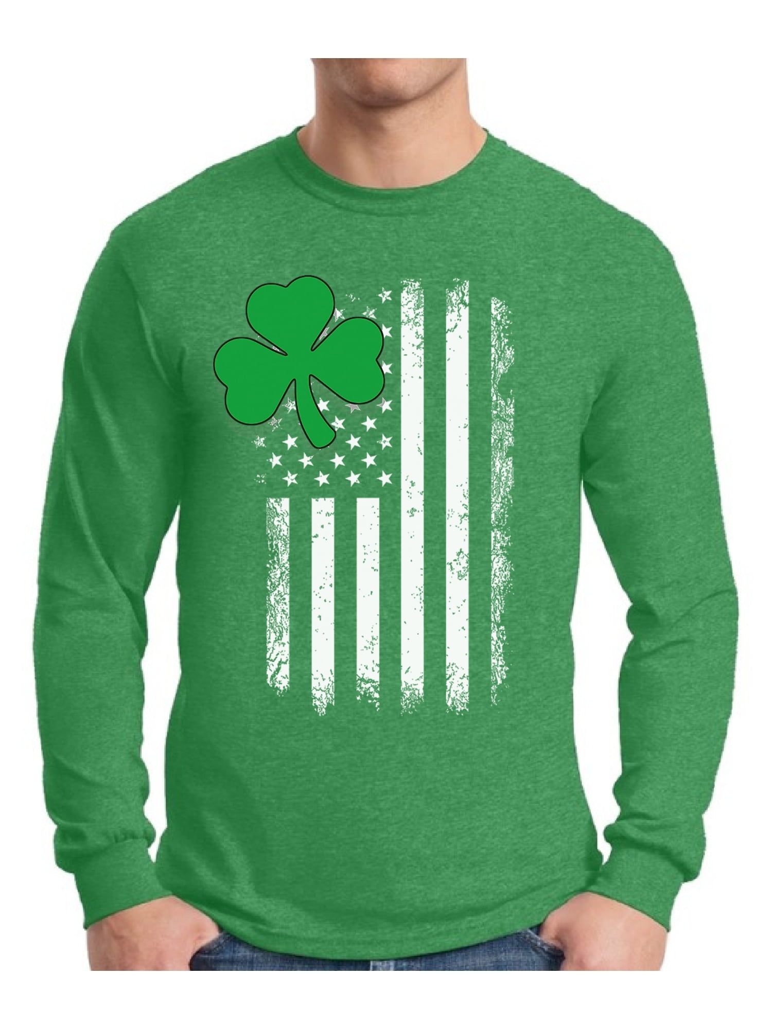 Awkward Styles St Patrick S Shirt Men S Clover Leaf Flag Long Sleeve T Shirt Irish Day