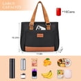 thumbnail image 3 of Holuxer Lunch Tote Bag for Women, Large Lunch Box for Work, Leakproof Oxford Lunchbox Shoulder Bags, Fashion Totes Cooler Purse with Storage Front Pocket for Work Picnic, Black Brown Leather 12L, 3 of 7