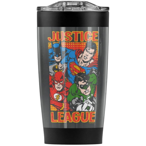Justice League Hero Mashup Stainless Steel Tumbler 20 oz Coffee Travel Mug/Cup, Vacuum Insulated & Double Wall with Leakproof Sliding Lid | Great for Hot Drinks and Cold Beverages