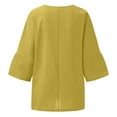 thumbnail image 4 of Hauts d'Été pour Femmes 2023 Femmes Été Aguichant Imprimé Régulier à Boutons Manches Trois Quarts Col Rond Bohémien T-Shirt Grande Taille pour Femmes, 4 of 4