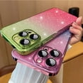 thumbnail image 2 of Compatible with iPhone Case,Glitter Gradient Electro Plated Bumper Camera Lens Protection [Compatible with Wireless Charging] Soft Shockproof Cover Phone Case (Green,iPhone 12 Pro Max), 2 of 7