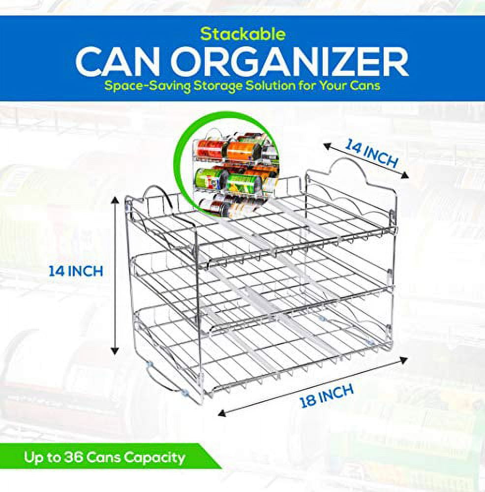 Utopia Kitchen - Metal Storage Rack, Can Organizer 16.5 x 12.5 x 13.5 inch, Stackable Can Organizer Holds Upto 36 Cans for Kitchen Cabinet or Pantry