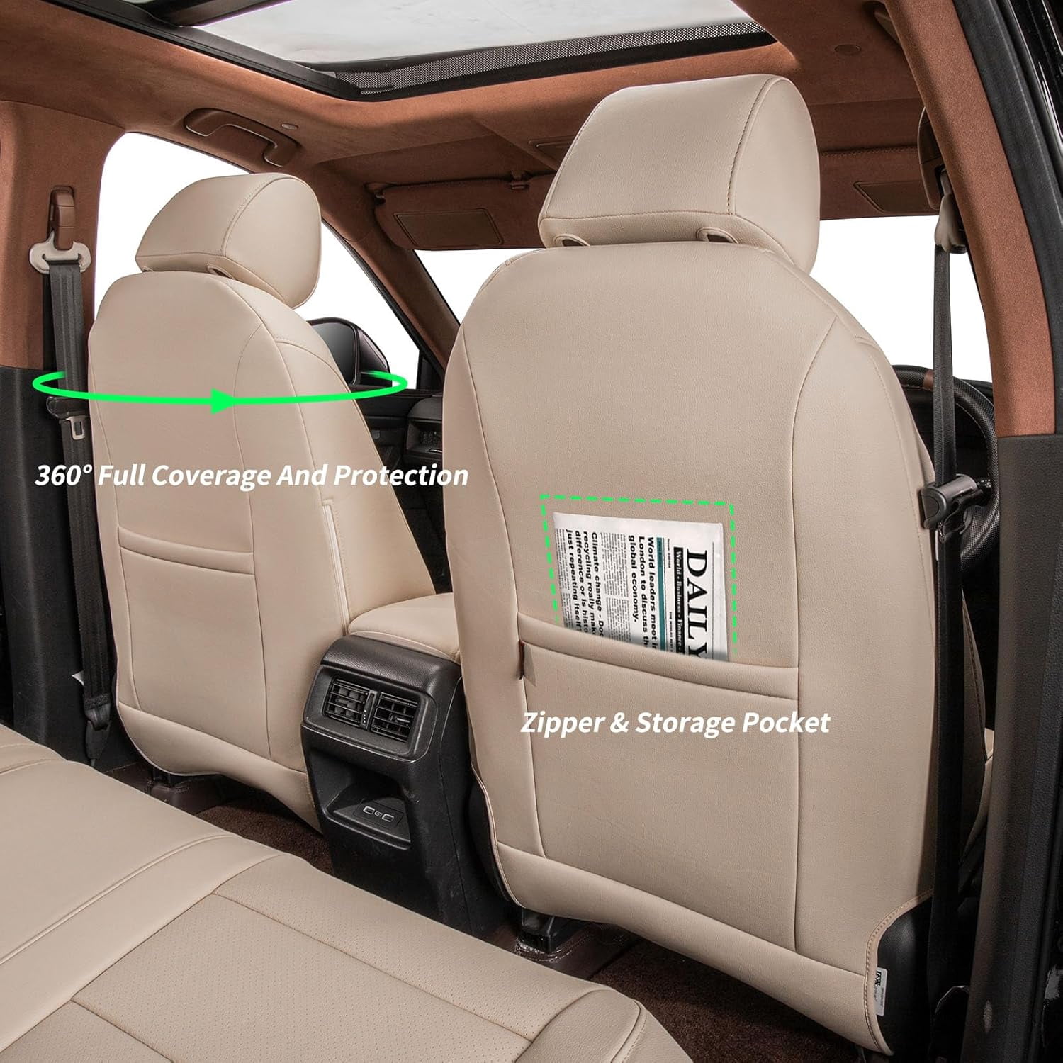 coverdream Full Set CRV Seat Covers Custom Fit for 2023 2024 2025 2026 Honda CR-V LX,EX,EXL,Hybrid,Sport Series,Trailsport - (Beige,Full Set)