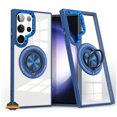 thumbnail image 2 of For Samsung Galaxy S25+ S25 Plus /S24+ Case, Clear Transparent Back Hybrid with Rotating Ring Stand, MagSafe Compatible Shockproof Slim TPU PC Phone Cover (Blue), 2 of 10