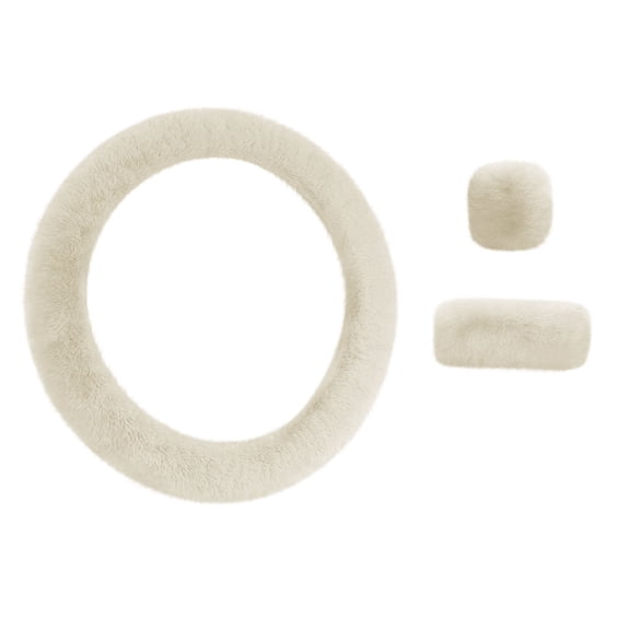 ToyKingdee Pure Wool Fur Furry Steering Wheel Cover, Soft Fluffy Handbrake Cover Gear Shift Cover for Women Car SUV Truck Australia Sheepskin Accessories