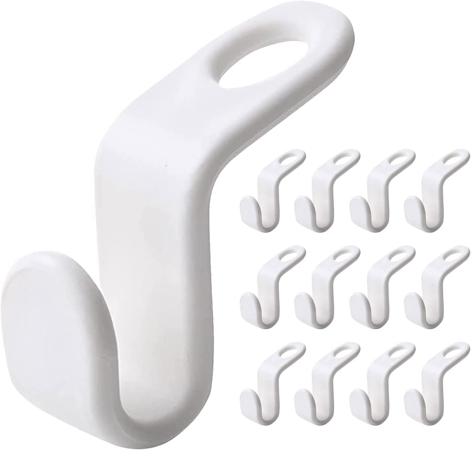24 Packs Clothes Hanger Connector Hooks White, Heavy Duty Plastic