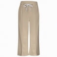 thumbnail image 5 of kpoplk Teen Girls Sweatpants Wide Leg Drawstring Baggy Pants Straight Leg Athletic Trousers with Pockets Size 5-14(Khaki,8-10 Y), 5 of 5