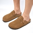 thumbnail image 6 of Ecetana Suede Clogs for Men Leather Mules Soft Potato Shoes Slip On Sandals with Arch Support & Adjustable Buckle, 6 of 6