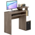thumbnail image 1 of Modern Grey Computer Desk With Sliding Keyboard Tray And Storage Drawer - Stylish Home Office Workstation With Shelves For Efficient Organization, 1 of 4