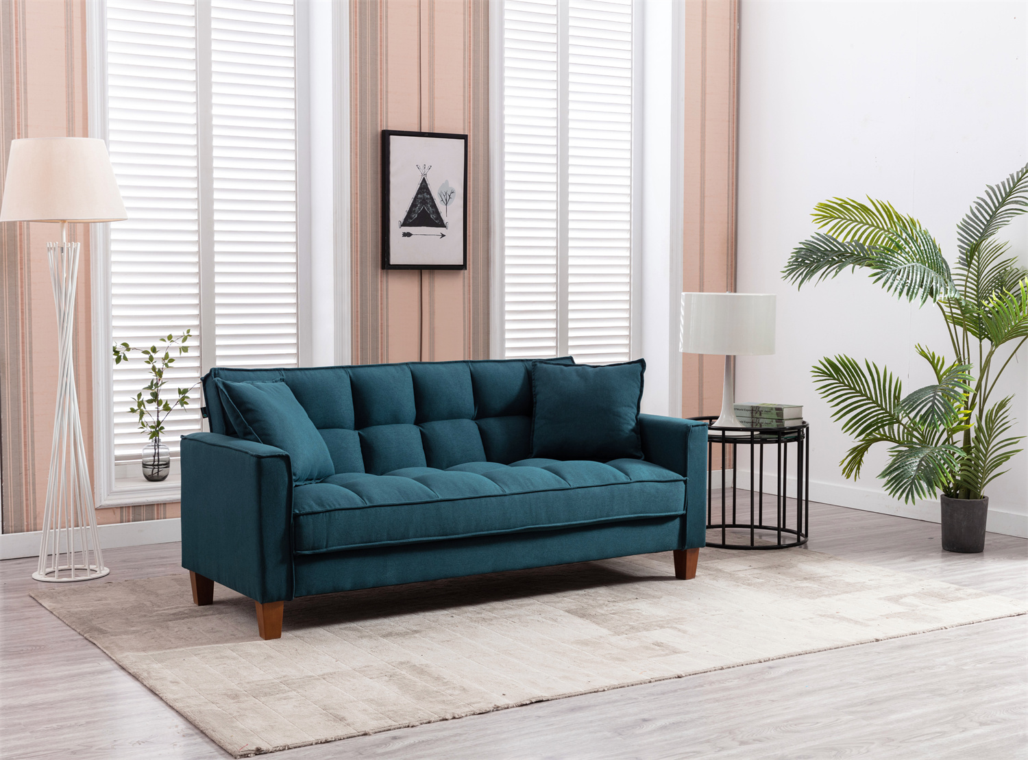 70inch Loveseat Sofa, Linen Tufted Upholstered Sofa Couch with 2 Toss