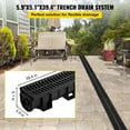 thumbnail image 3 of Black HDPE Surface Drain Channel 6-Pack, 5.9"x5.1" Profile with Plastic Grates, Trench Drain System for Yard, Driveway, Rainwater Management, 3 of 7