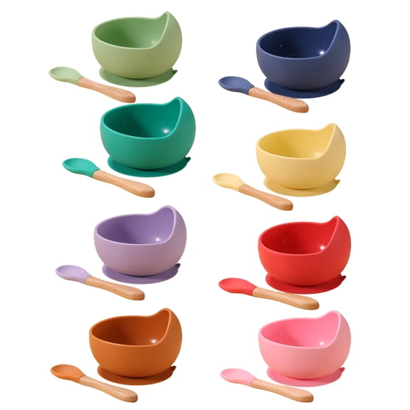 ACDANC Silicone Baby Bowls with Super Suction,Baby Weaning First Stage Self Feeding Set with Spoon for Toddlers - BPA Free - Kids Utensils,1 Pack