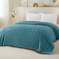 thumbnail image 3 of Whale Flotilla Fuzzy Fleece King Size Blanket for Bed, Soft Fluffy Jacquard Waffle Blankets for All Season, Lightweight and Warm, 90x104 Inch, Slate Blue, 3 of 10