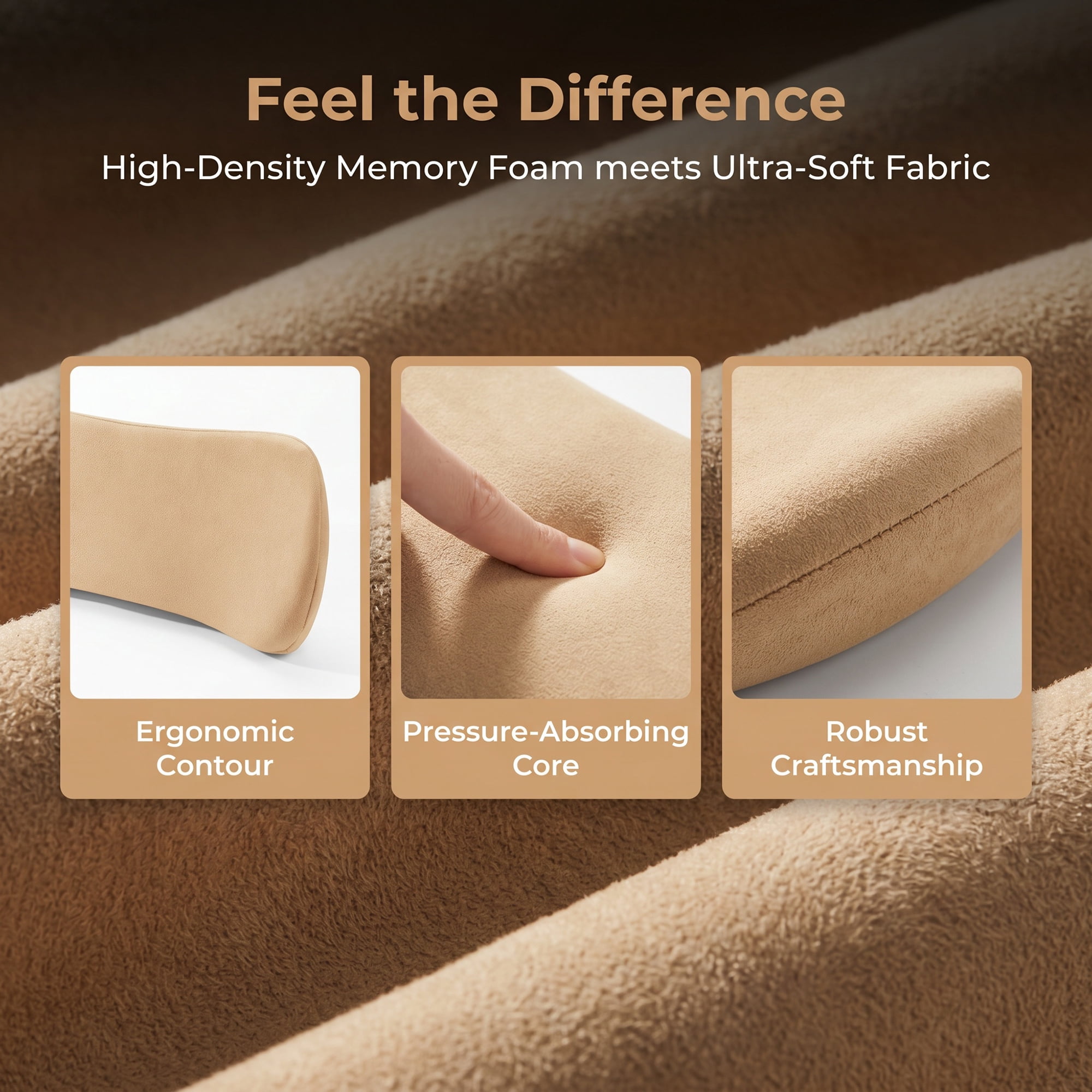 Unique Bargains Lumbar Support Pillow for Back Support Amber Brown 14.2" x 6.7"