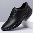 thumbnail image 3 of Men's Perforated Leather Walking Shoes Breathable Non Slip Cushioned Sole Lace Up Casual Daily Sneakers, 3 of 6