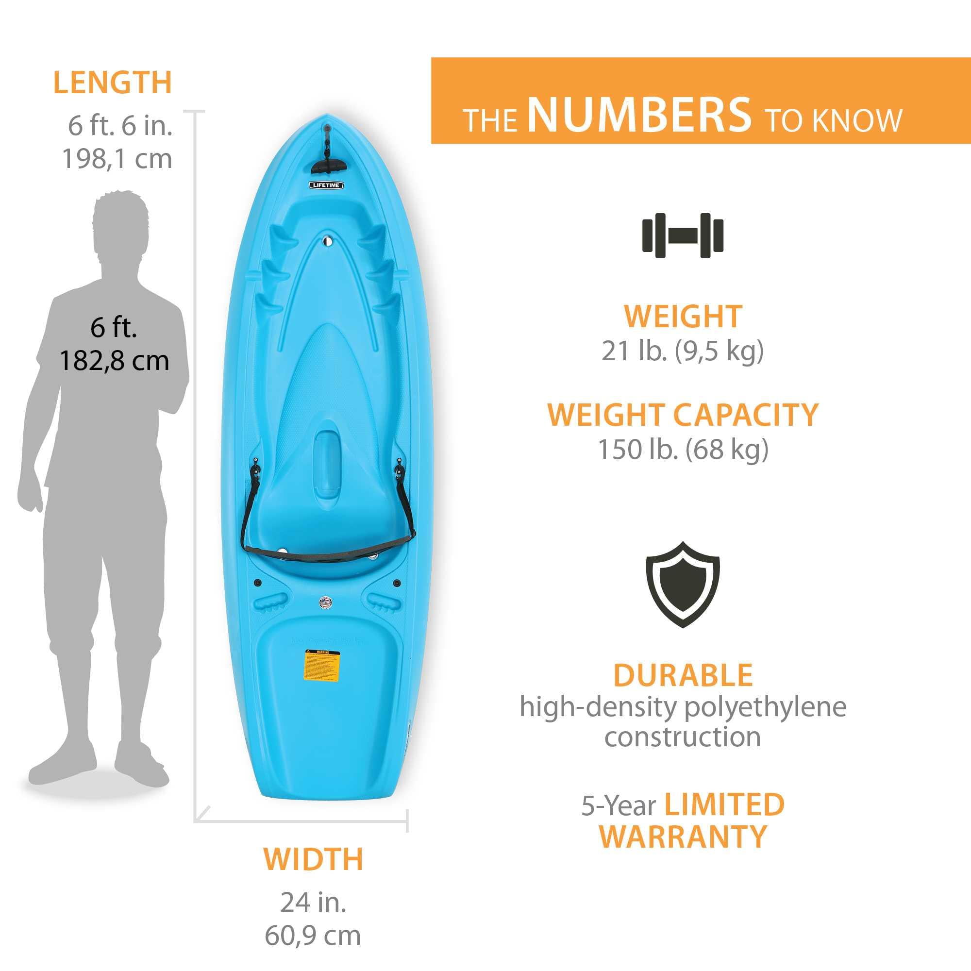 Lifetime Dash 6.5 ft. Sit-on-Top Youth Kayak, Glacier Blue (90787)