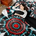 thumbnail image 4 of Manfei Boys Girls Bohemian Aztec Feather 7pcs Bedding Comforter Set,Exotic Style Queen Bedding Sets Super Cozy,Black Red Teal White Queen Sheet Sets,Microfiber Bedroom Decor,Reversible, 4 of 8