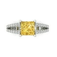 thumbnail image 2 of 2.44ct princess cut yellow natural citrine 18k white gold Bridal Wedding Engagement Promise Anniversary Ring for Women size 3.75, 2 of 7
