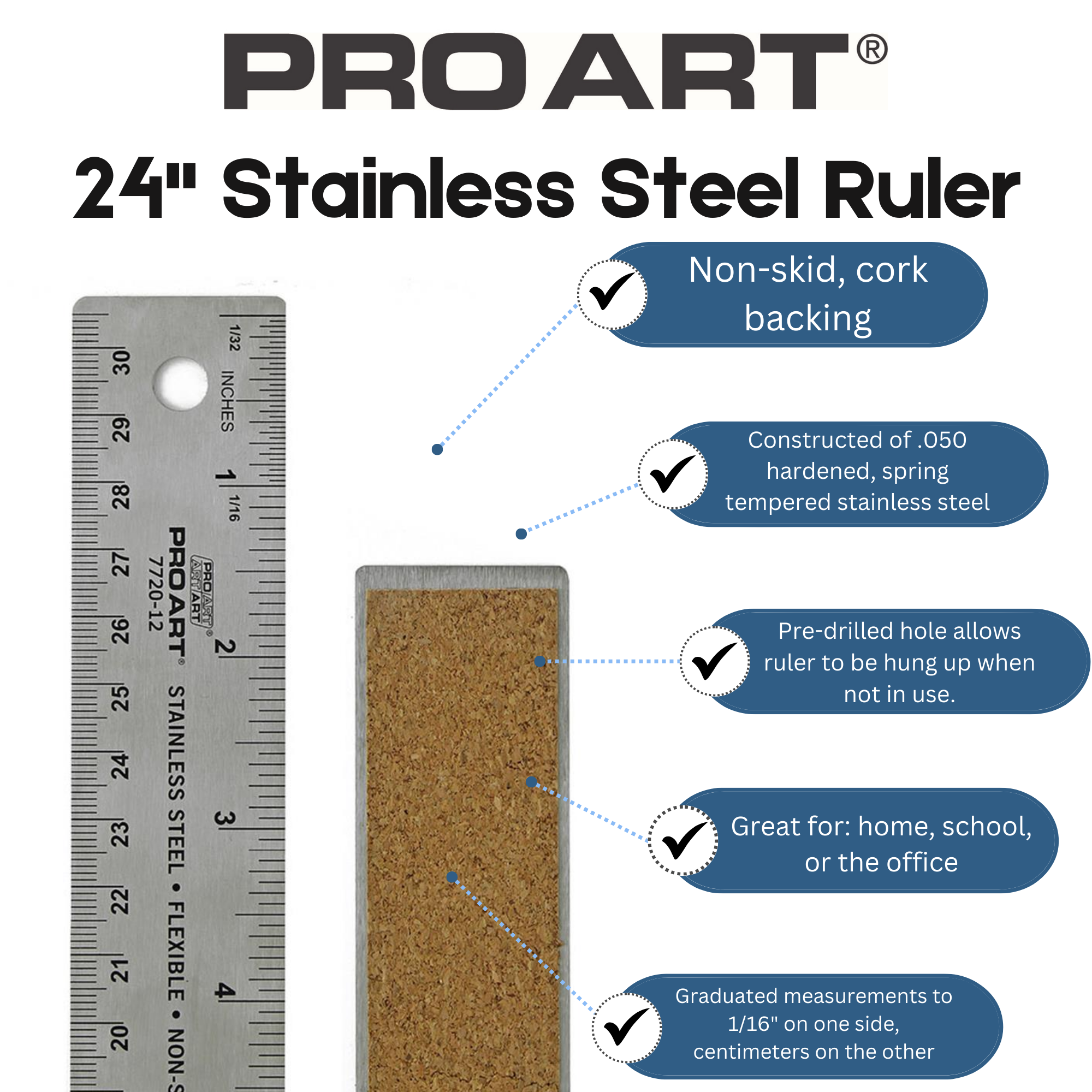 Pro Art Ruler 24 Stainless Steel 