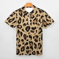 thumbnail image 3 of Brown Black Leopard Fur Pattern Men Zipper T-shirt Summer Casual Short Sleeve T-shirt Top, 3 of 7
