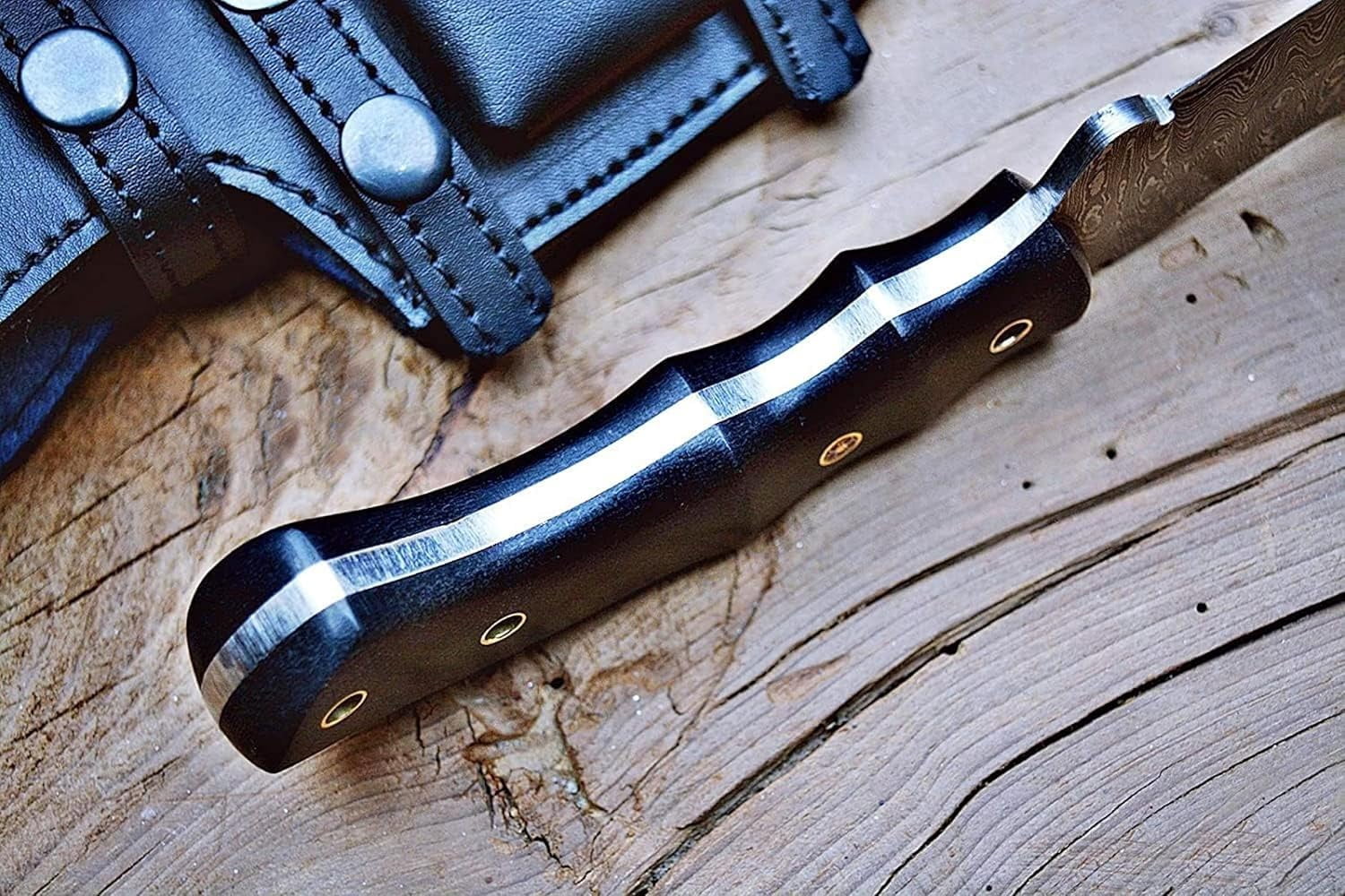 Handmade D2 Steel Tracker Knife 12" - Full Tang Fixed Blade - Micarta Handle & Leather Sheath - Bushcraft Outdoor Camping & Survival Hunting Knife - Collector Hunter Gifts