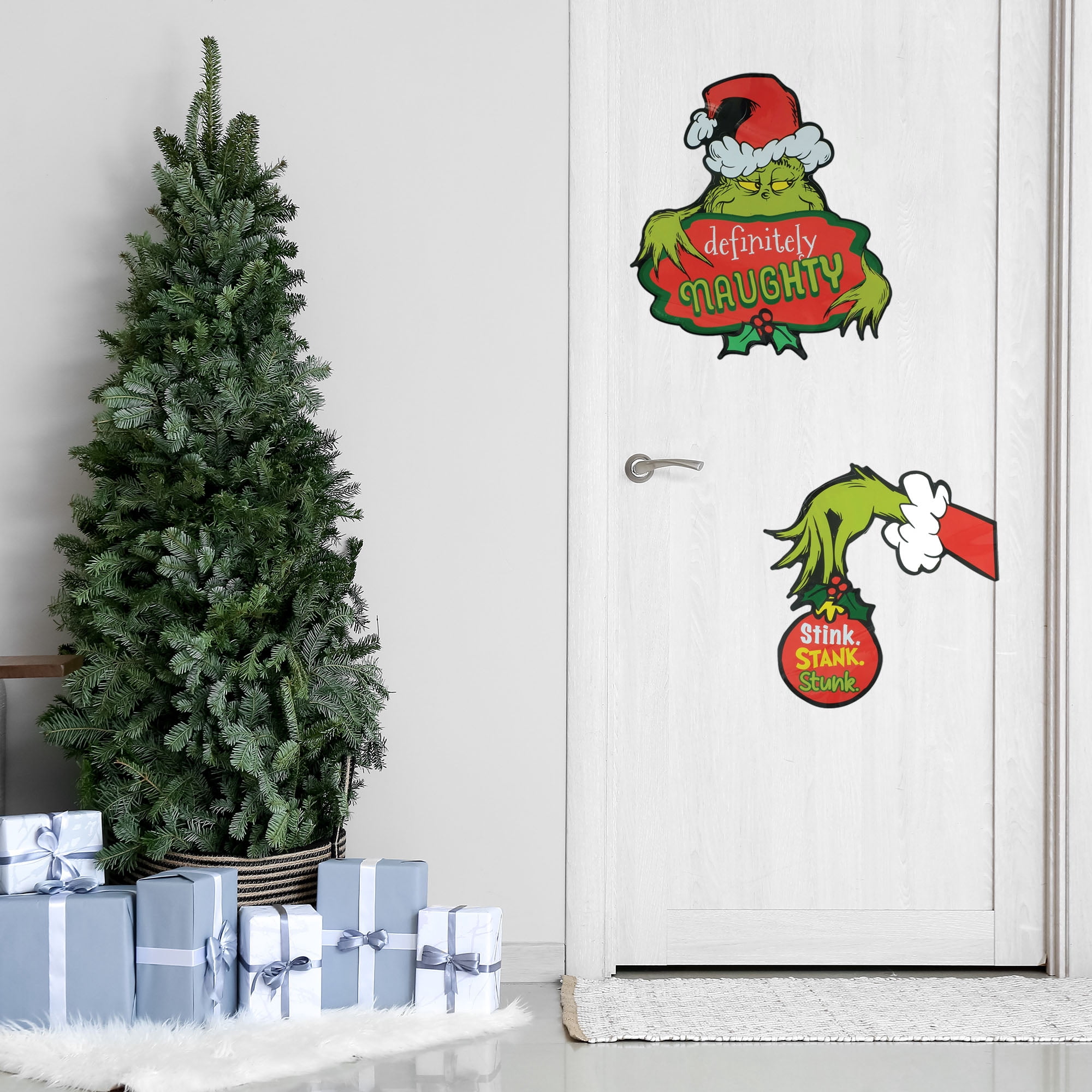 Dr. Seuss The Grinch Christmas Door Sticker Set – Holiday Wall & Door Decoration