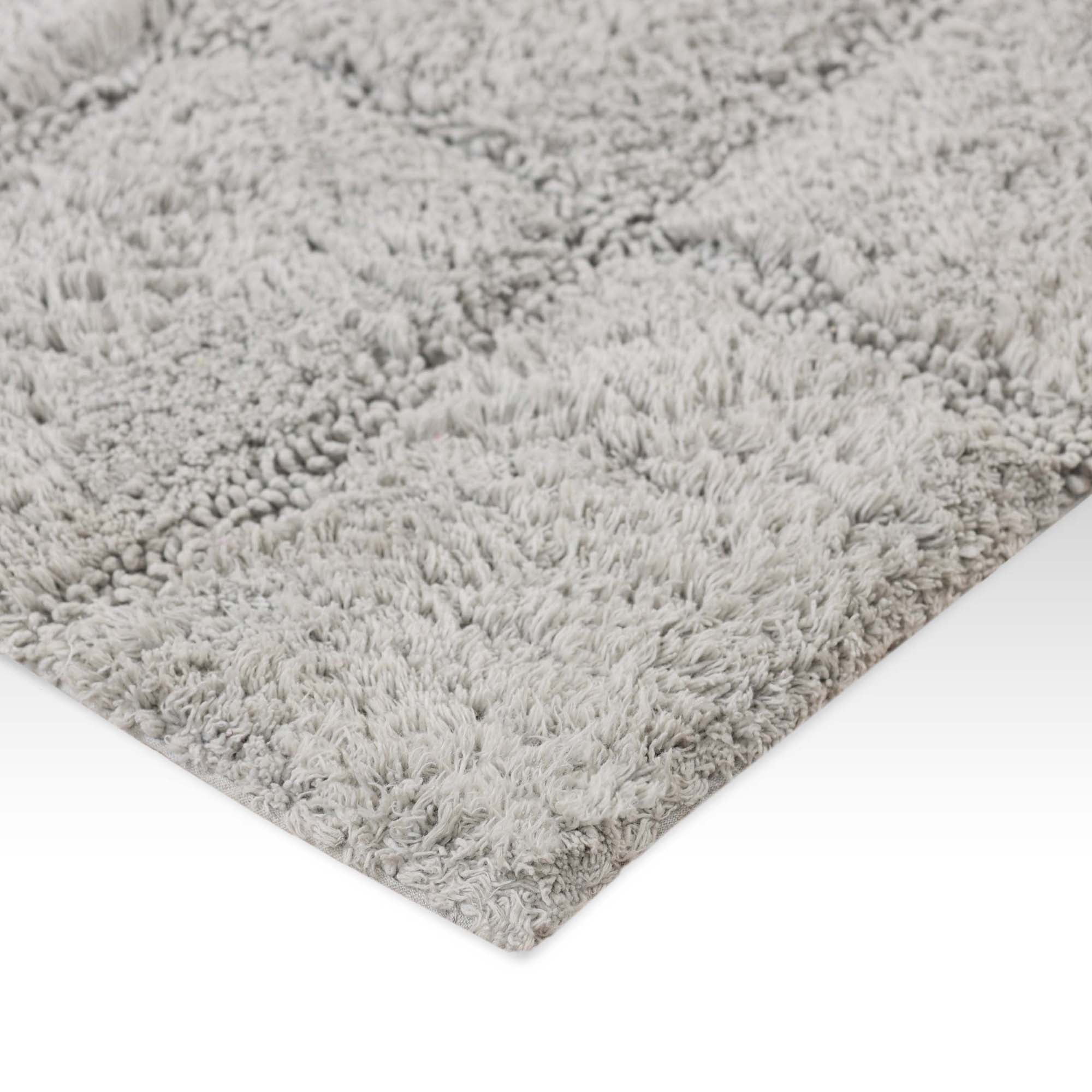 Superior Non-Slip Washable Bath Rug Set, 20" x 30", 24" x 36", Silver