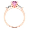 thumbnail image 4 of 2 ct Round Cut Simulated Pink Diamond Three-Stone Engagement Ring for Women in 18K Rose Gold, 4 of 5