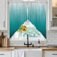 thumbnail image 6 of Teal Ombre Swag Curtains for Kitchen/Bedroom/Living Room, Contemporary Gradient Abstract Art Scalloped Curtains 63 Inch Long, Rod Pocket Window Swag Topper Curtains Valances 2 Panels Set 36"x63", 6 of 8