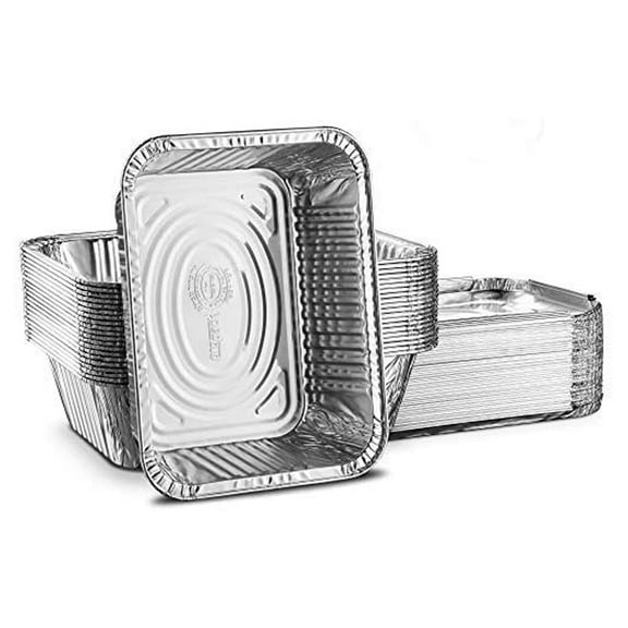 20 Pack Diplastible 5 Pounds Disposable Aluminum Oblong Take-Out Containers | Foil Pans | with Lids