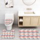 thumbnail image 1 of ABPHQTO Líneas geométricas en zigzag Rayas de chevrón que suben y bajan Efecto óptico Azul Naranja Juego de alfombras de baño de 3 piezas Alfombra de baño Alfombra de contorno y tapa de inodoro, 1 of 2