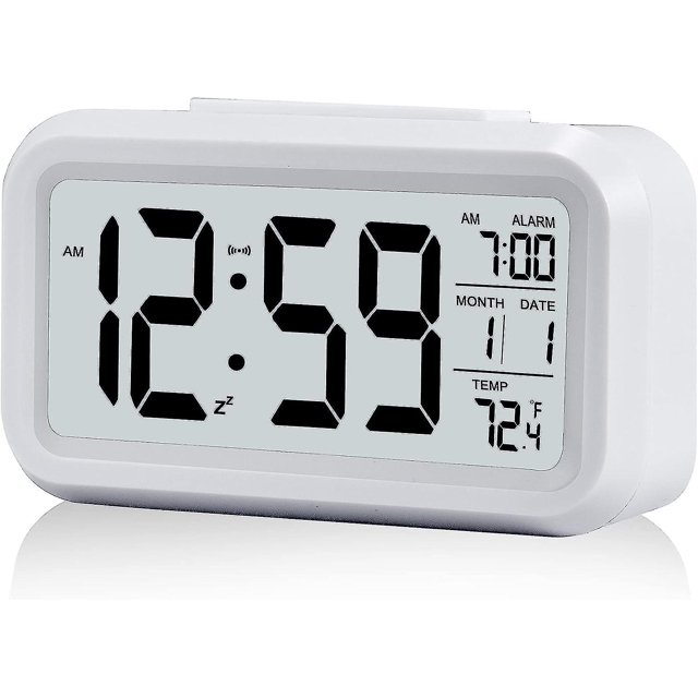 Alarma digital YUANXCMXG Pantalla LCD 5.1 con calendario y repetición Blanco