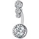 thumbnail image 3 of EeaseMX 2 piercings para el ombligo con incrustaciones de circonitas y hebillas para el cuerpo para niñas y mujeres (plata y oro rosa), 3 of 7