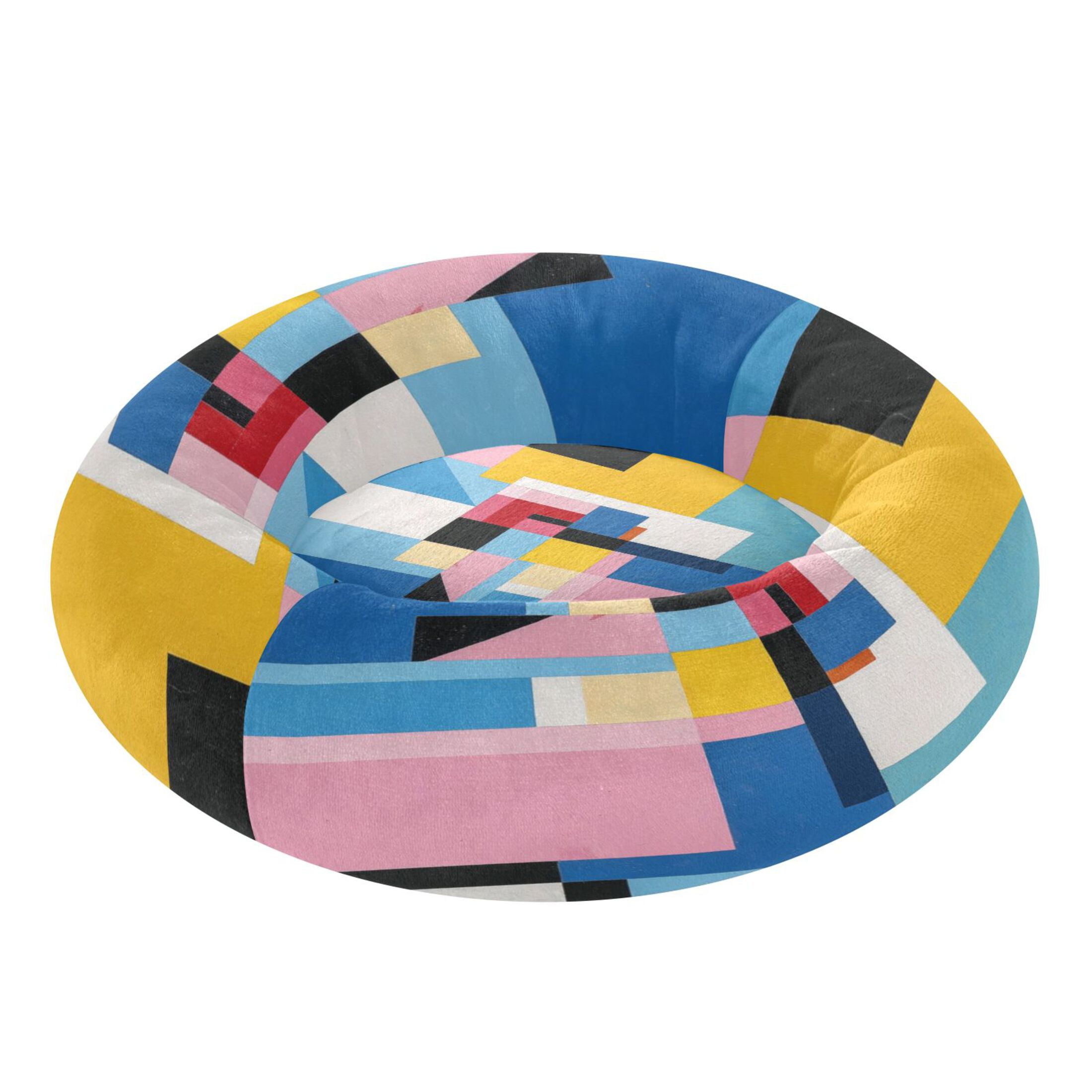 Iauyy Pet Couch Donut Cat Bed for Indoor Cats/Small Dogs Washable & Machine with Non-slip Bottom Calming Cat Furniture, Abstraction (M)
