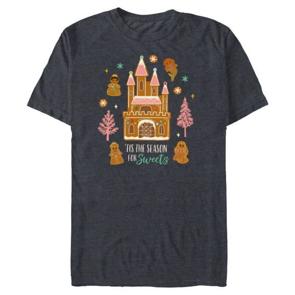 Disney Princess Holiday Gingerbread Castle Season for Sweets - Short Sleeve Blended T-Shirt for Adults - Customized-Navy Heather