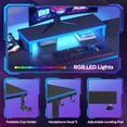 thumbnail image 4 of Bestier 42" Gaming Desk PC Computer Table with LED Lights & Monitor Stand & Hook & Cup Holder in Blue, 4 of 7