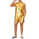 thumbnail image 2 of Conjunto de Top y Pantalones Cortos Holográficos INSPIRE CHIC para Fiesta de Hombres Disco Metálico de 2 Piezas XL Dorado, 2 of 5