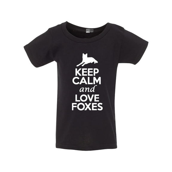 Keep Calm And Love Foxes Animal Lover Funny Toddler Kids T-Shirt Tee