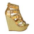 thumbnail image 2 of Nature Breeze AI48 Women Metallic Leatherette Strappy Open Toe Platform Wedge Sandal, 2 of 6