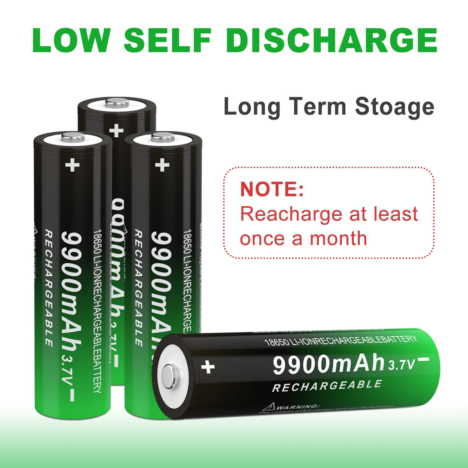 2 Pack 3.7V 1￵￵8￵￵6￵￵5￵￵0 Rechargeable Battery Button Top 9900mAh High Capacity for Flashlights, Headlamps, Doorbells, etc