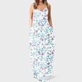 thumbnail image 1 of SMihono Robe Maxi Bohème d'Été pour Femmes Grande Taille Mode Femme Bretelles Taille Mi-Haute Col en V Sans Manches Rayée Imprimée Robe Longue de Plage, 1 of 5